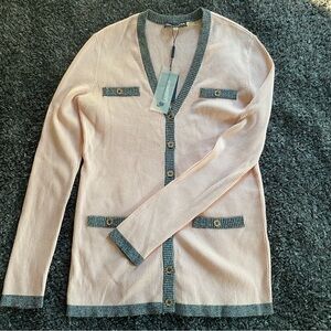 Karl Lagerfeld Pink and Gray Cardigan